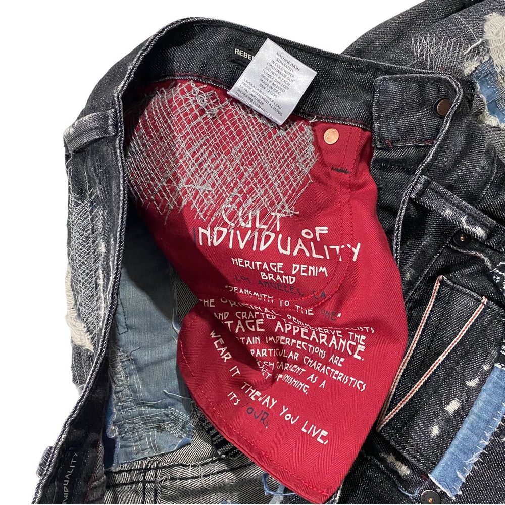 Cult of Individuality Rebel Straight Japanese Selvedge Men Black Wash Jean Sz 33 - Picture 8 of 15